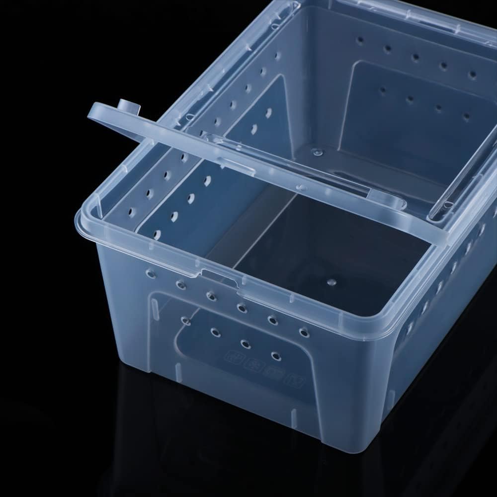 2 Pack Reptile Box Escape-Proof Breeding House Portable Reptile Terrarium Habitat for Reptile Crickets Snails Hermit Crabs Baby Tortoise Snakes Tarantulas Geckos Frogs Lizards (S and L)