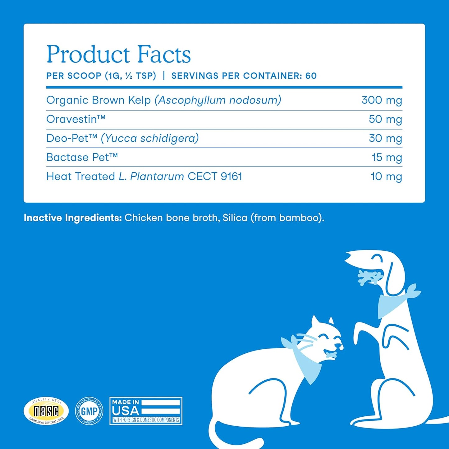 Fera Pets Cat & Dog Dental Support Powder - Supports Fresh Breath - Promotes Healthy Teeth and Gums - Targets Tartar Build-Up - Includes Kelp, Enzymes & Postbiotics - 60 Scoops