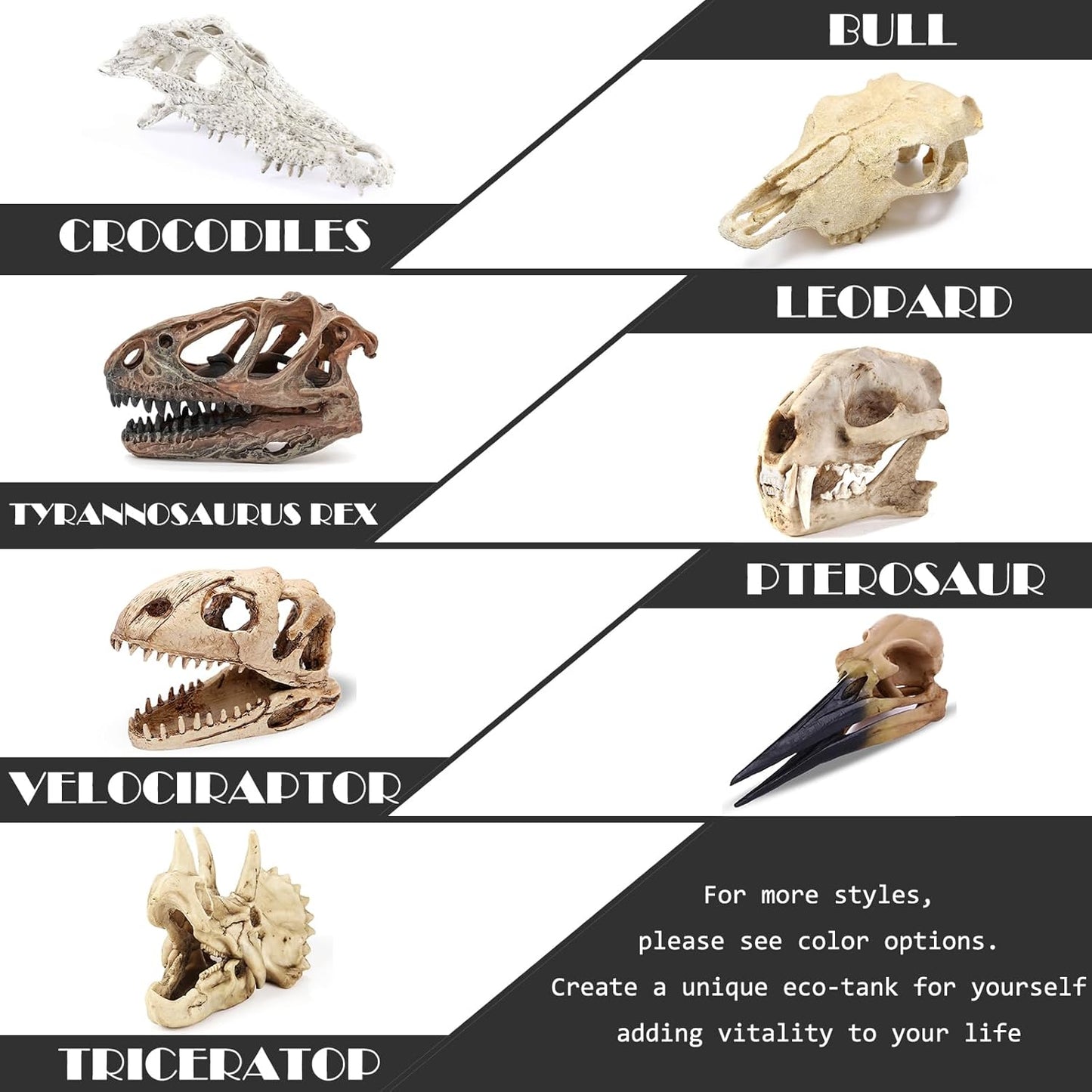 Fish Hideout Aquarium Dรฉcor Decorations Dinosaur Skull Fish Tank Decor Cave Dinosaur Skull Betta Animal Halloween Large Tarantula Reptile Bones Snake for Terrarium Ornament