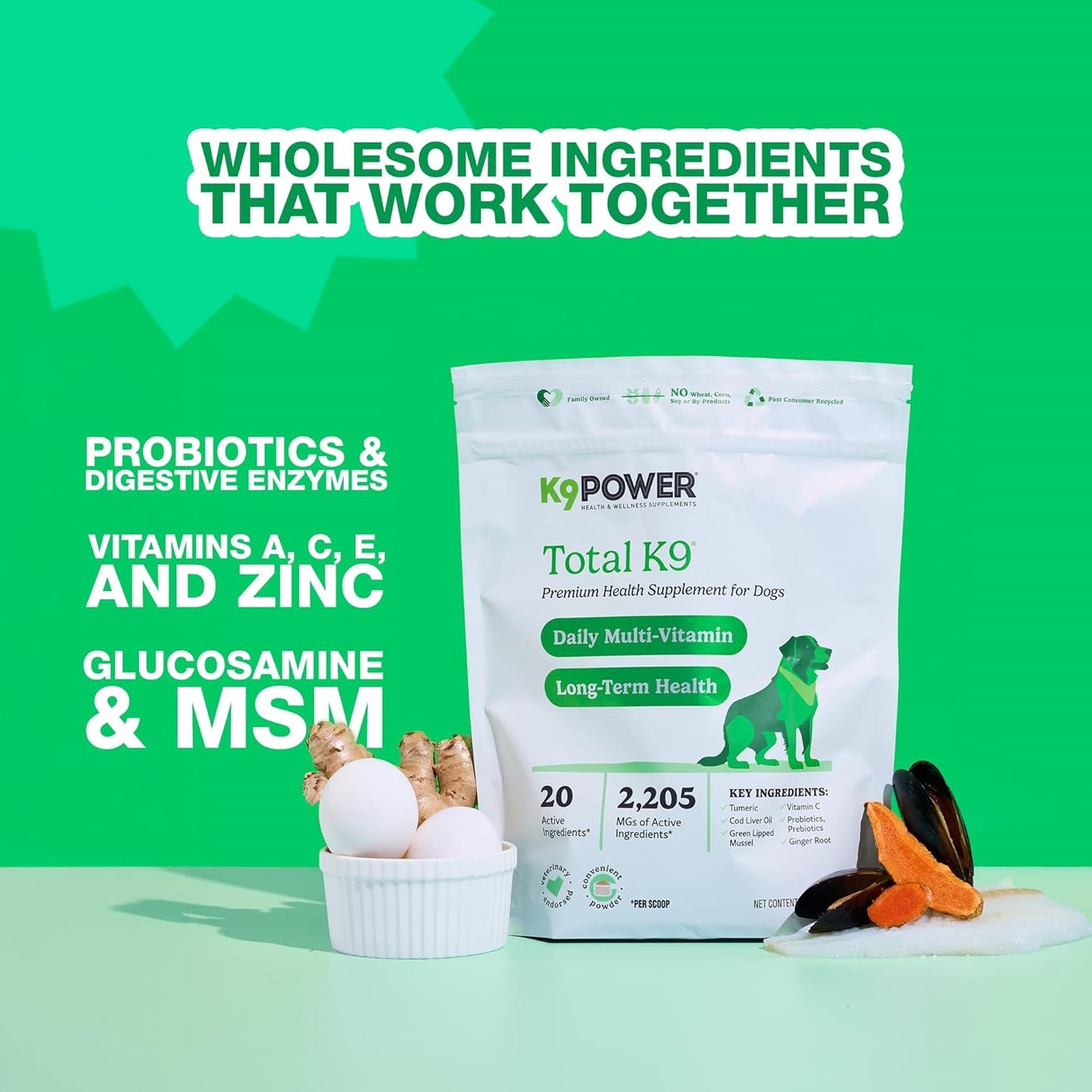 K9 Power Total K9 for Dogs 1lb - Supports Joint Health - Boosts Immune Function -Enhances Muscle Strength - Promotes a Healthy Coat