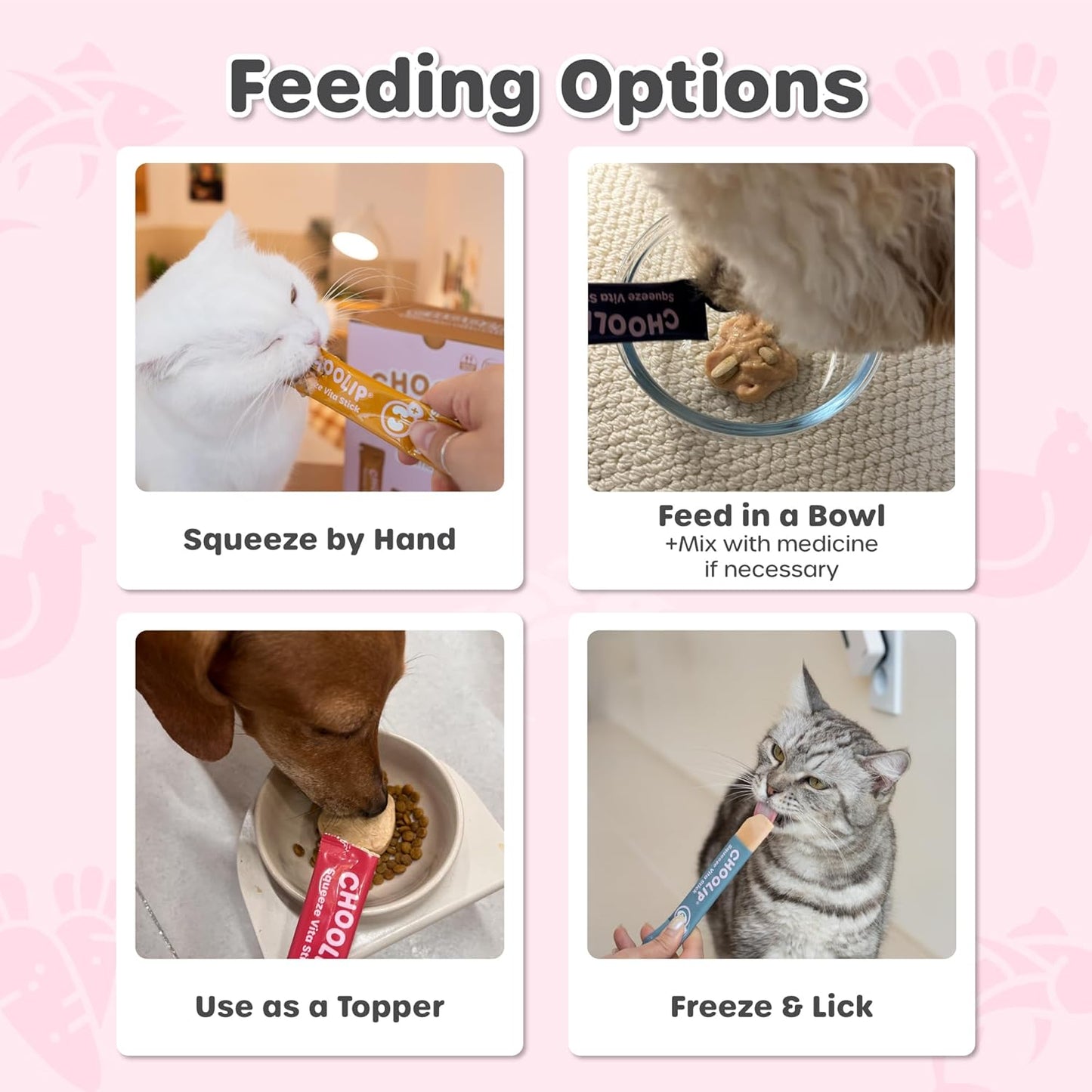 Squeeze Vita Stick Lickable Treats for Dogs & Cats. 7 Variety Support Sticks with Essential multivitamins. Soft and Tasty Paste for All Life Stages