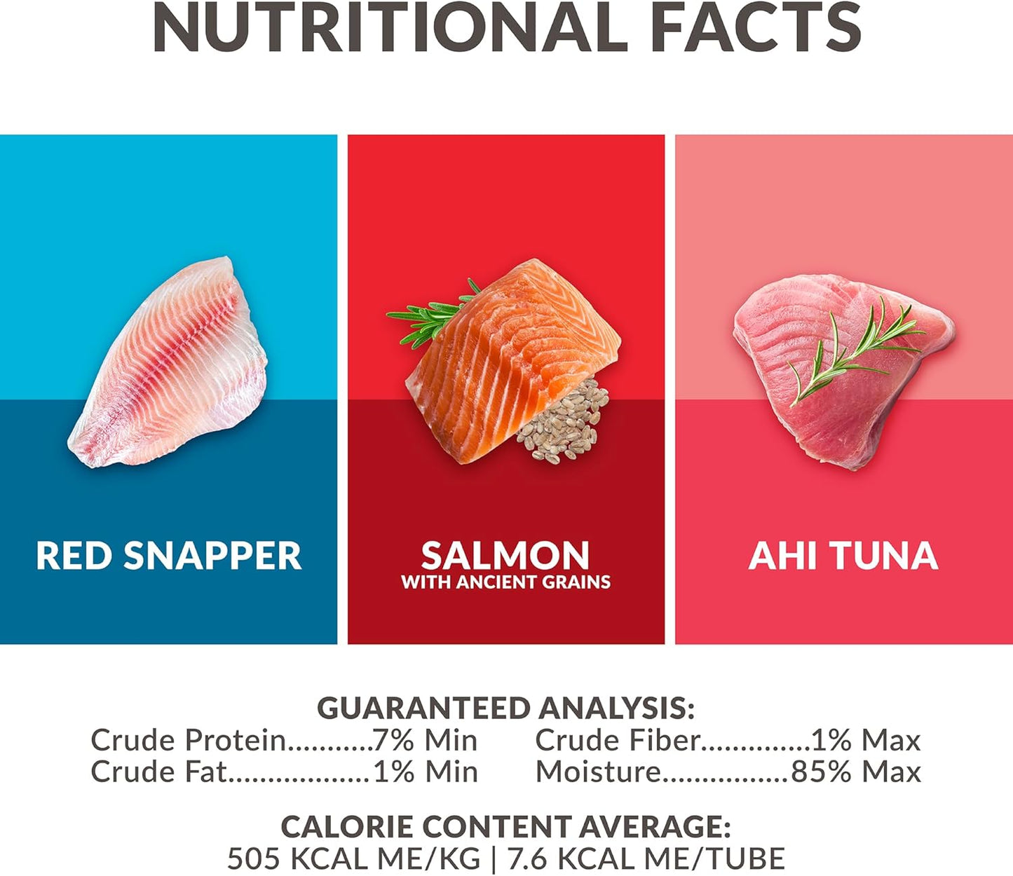 Lickable Cat Treats Exotic Fish Variety Pack 12ct - Ahi Tuna, Wild Pink Salmon, Red Snapper - Puree Bisque