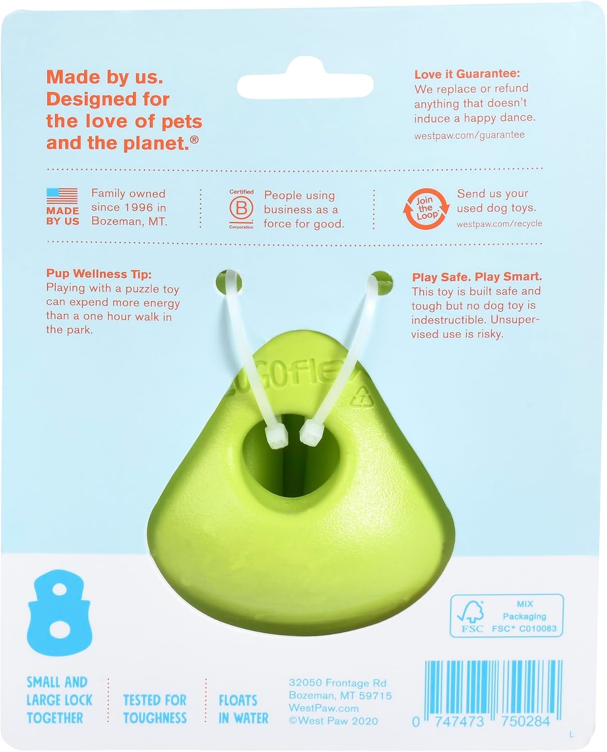 WEST PAW Zogoflex Toppl Treat Dispensing Dog Toy Puzzle – Interactive Chew Toys for Dogs – Dog Toy for Moderate Chewers, Fetch, Catch – Holds Kibble, Treats, X-Large, Granny Smith