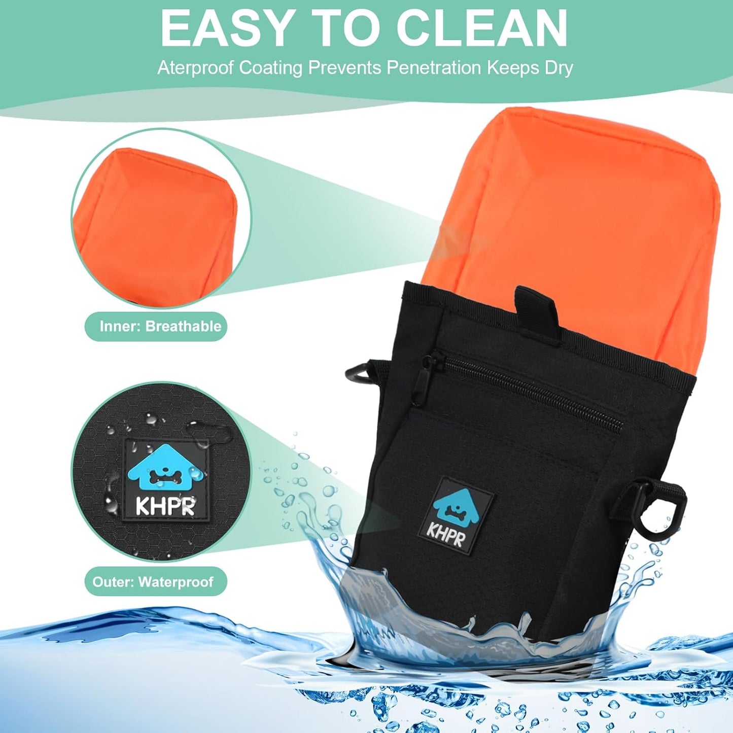 Dog Treat Pouch Magnetic Closure with Training Clicker,Hands-Free Design to Prevent Spills,Built in Poop Bag Dispenser,3 Ways To Wear,Metal Clip Waist Belt and Fanny Pack for Pet Walking(Black)