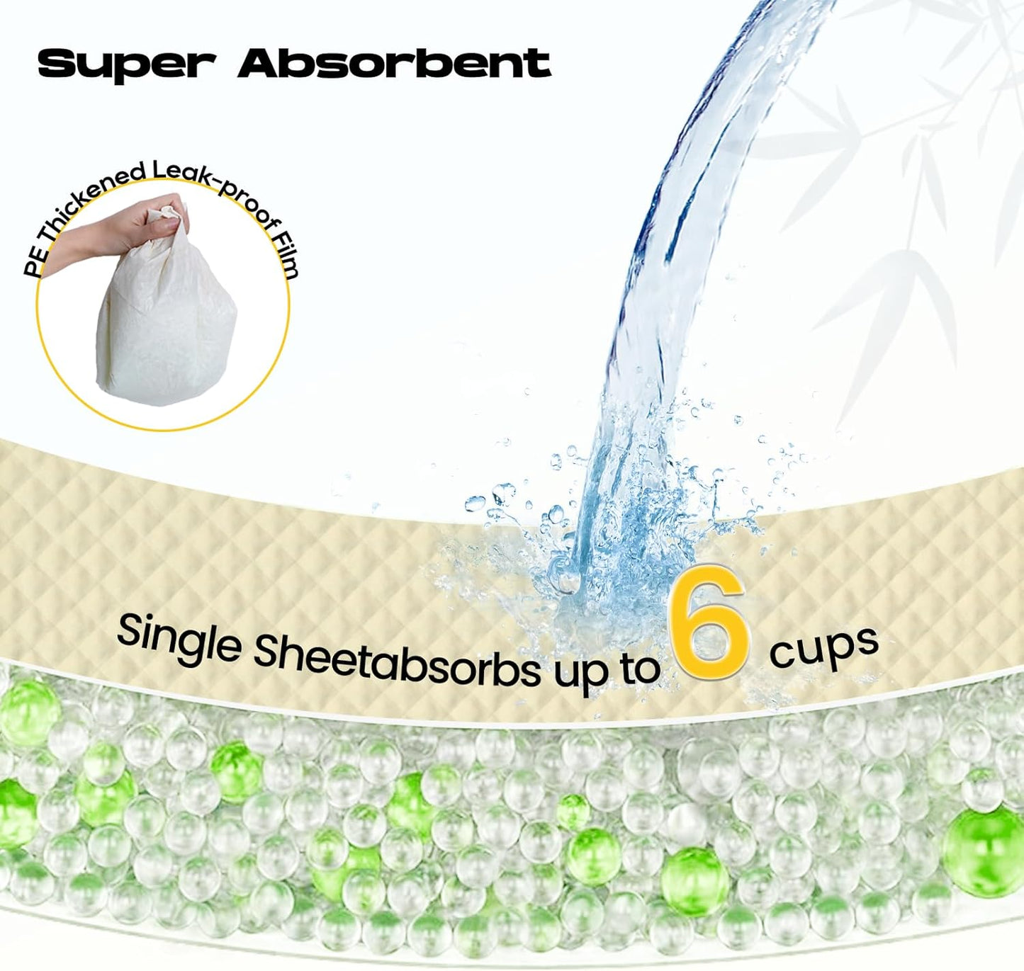 Puppy Pads 30 Count Small 22x22in Bamboo Training Pads Deodorizing Leakproof Quick Drying Dog Pee Pads Super Absorbent Disposable Pee Pads for Dogs Puppies, Doggie, Cats, Rabbits