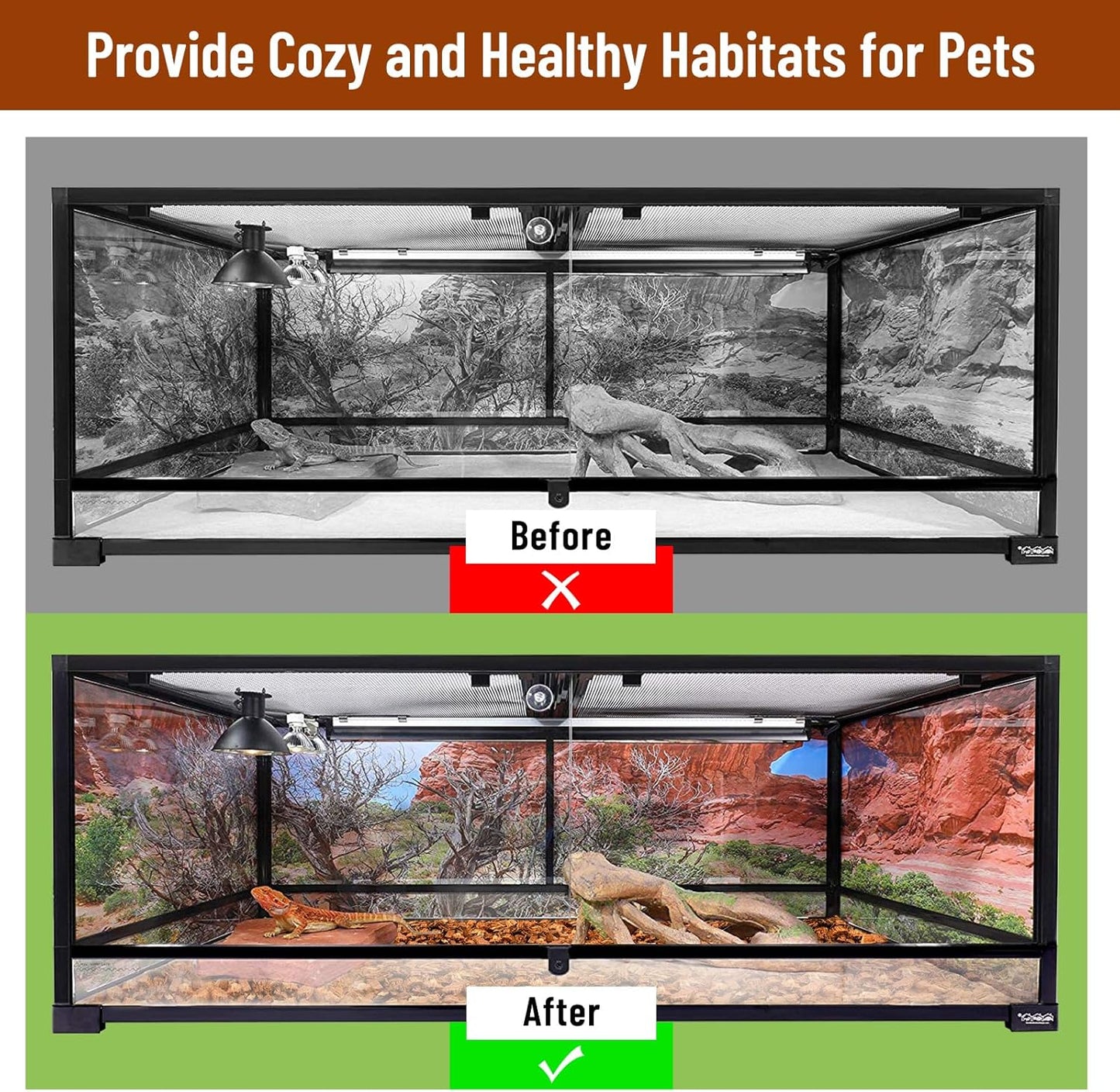 Riare 6 Pack Natural Coconut Chip Substrate for Reptiles- Compressed Coconut Husk Reptiles Bedding, Coco Husk Chip Terrarium Substrate for Snakes, Tortoises, Ball Python, Frogs, Bearded Dragon, Lizard