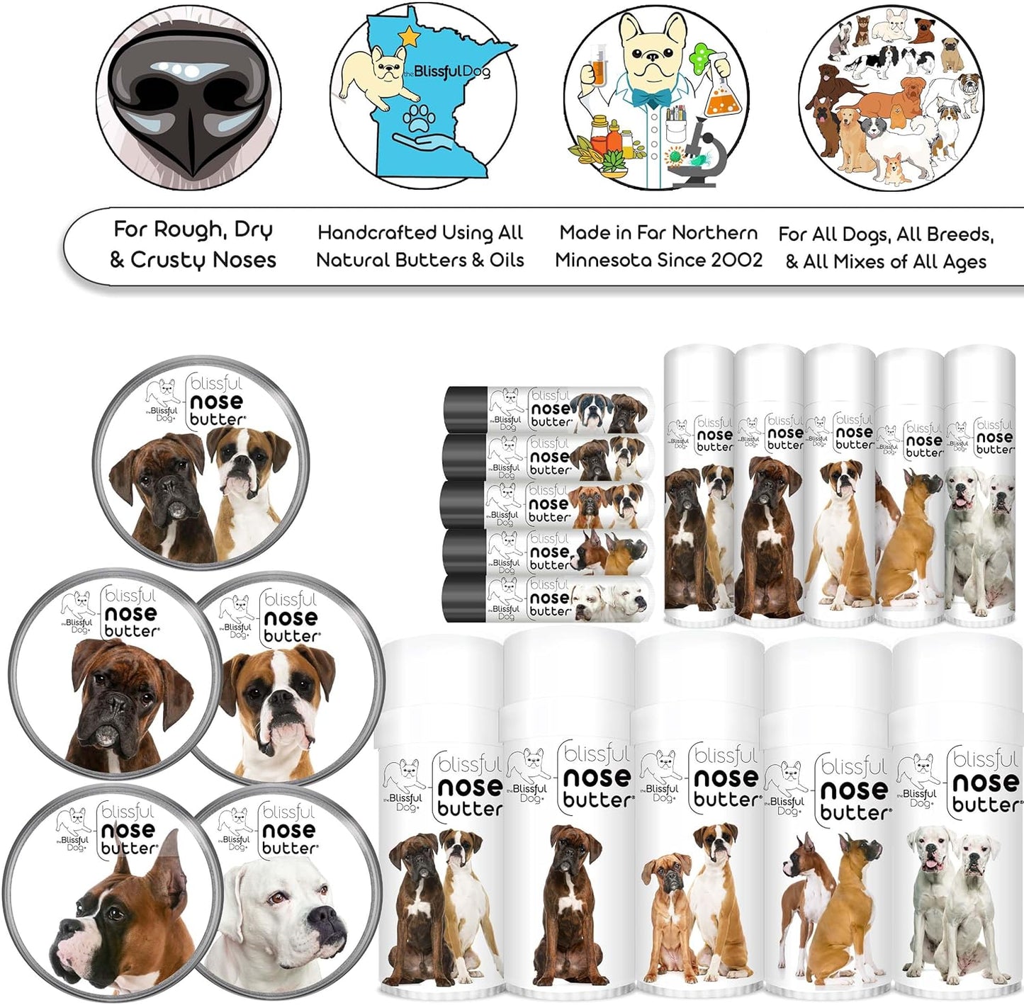 The Blissful Dog White Boxer Unscented Nose Butter, 2 oz Tube