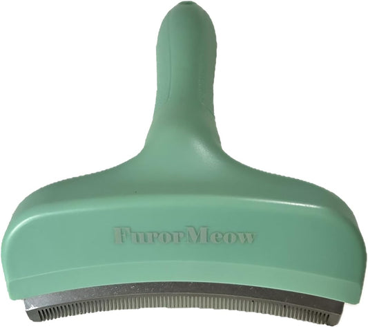 Pet Deshedding Tool with Curve Blade, Cat Grooming Brush, Tight V-shaped Teeth Shedding Comb for Cats and Dogs (Green, Large)