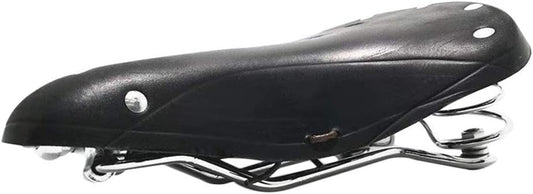 UNISTRENGH English Vintage Bicycle Saddle Touring City Saddle Comfortable Comfort Leather Bicycle Seat with Spring Rivets for Women Men