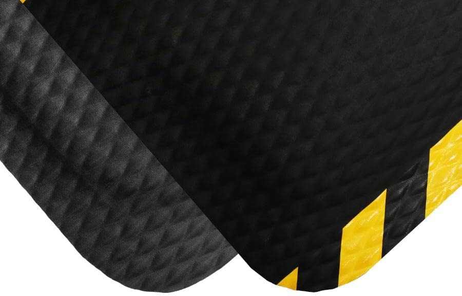 American Floor Mats Hog Heaven Premium 7/8" Black & Yellow Border 5' x 12' Nitrile Backed Anti-Fatigue Comfort Mat