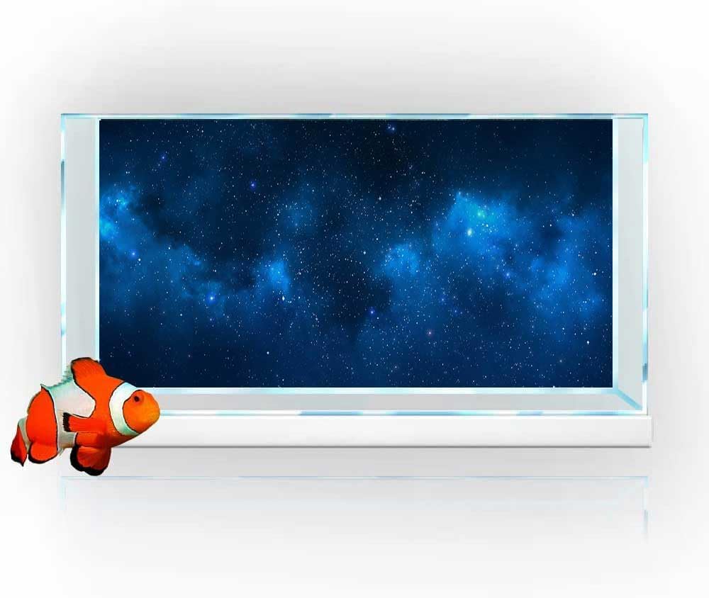 36X20IN Starry Aquarium Background, Art Starry Fish Tank Decorations Background, with 8 EVA Double-Sided Tape