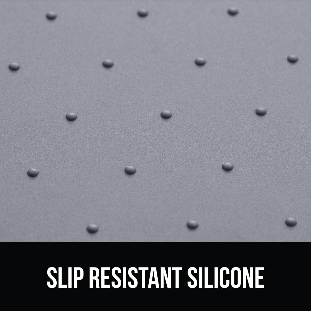 GORILLA GRIP 100% Waterproof Raised Edge BPA Free Silicone Pet Feeding Mat, Dog Cat Food Mats Contain Spills Protects Floors, Placemats for Cats and Dogs Water Bowl, Pets Accessories 23x15 Gray