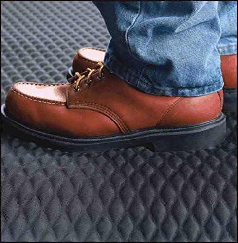 American Floor Mats Hog Heaven Premium 7/8" Black & Yellow Border 5' x 12' Nitrile Backed Anti-Fatigue Comfort Mat