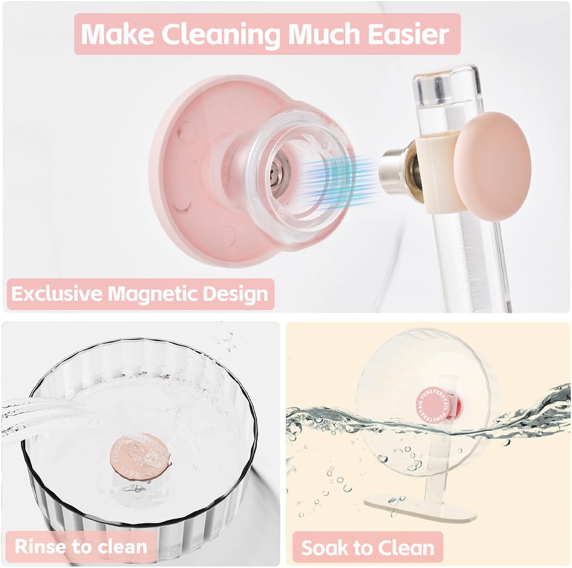 Super Silent Hamster Wheel 10.4 Inch, Magnetic Large Rat Wheel for Chinchilla, Gerbil, Guinea Pig, Cat, Mouse, Sugar Glider and Dwarf, Syrian Hamster Accessories (Peach Pink)