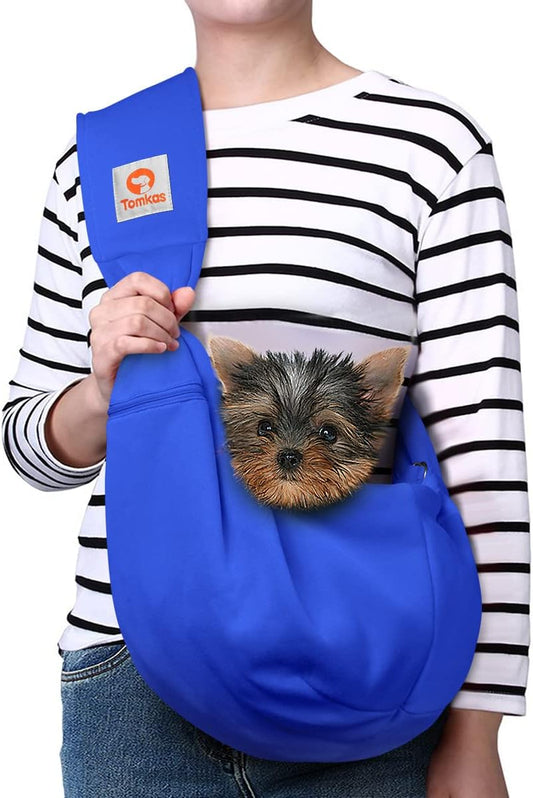 Tomkas Dog Sling Carrier for Small Dogs - Royal Blue, Adjustable Strap & Zipper Pocket, Up to 10 lbs. Perfect Puppy Carrier for Small Dogs
