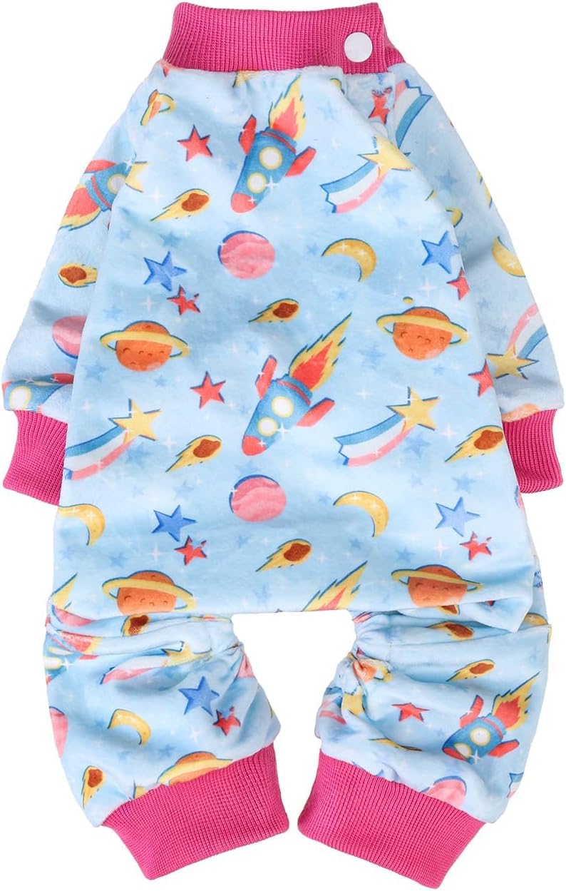 BEAUTYZOO Dog Pajamas Large Sized Dog, Summer Doggie Pajamas for Boy Girl, Soft Strechy Cotton Puppy Pjs Jammies Onesies for Men Women, Pet Jumpsuit Body Suit Cat Apparel Clothes, Blue L