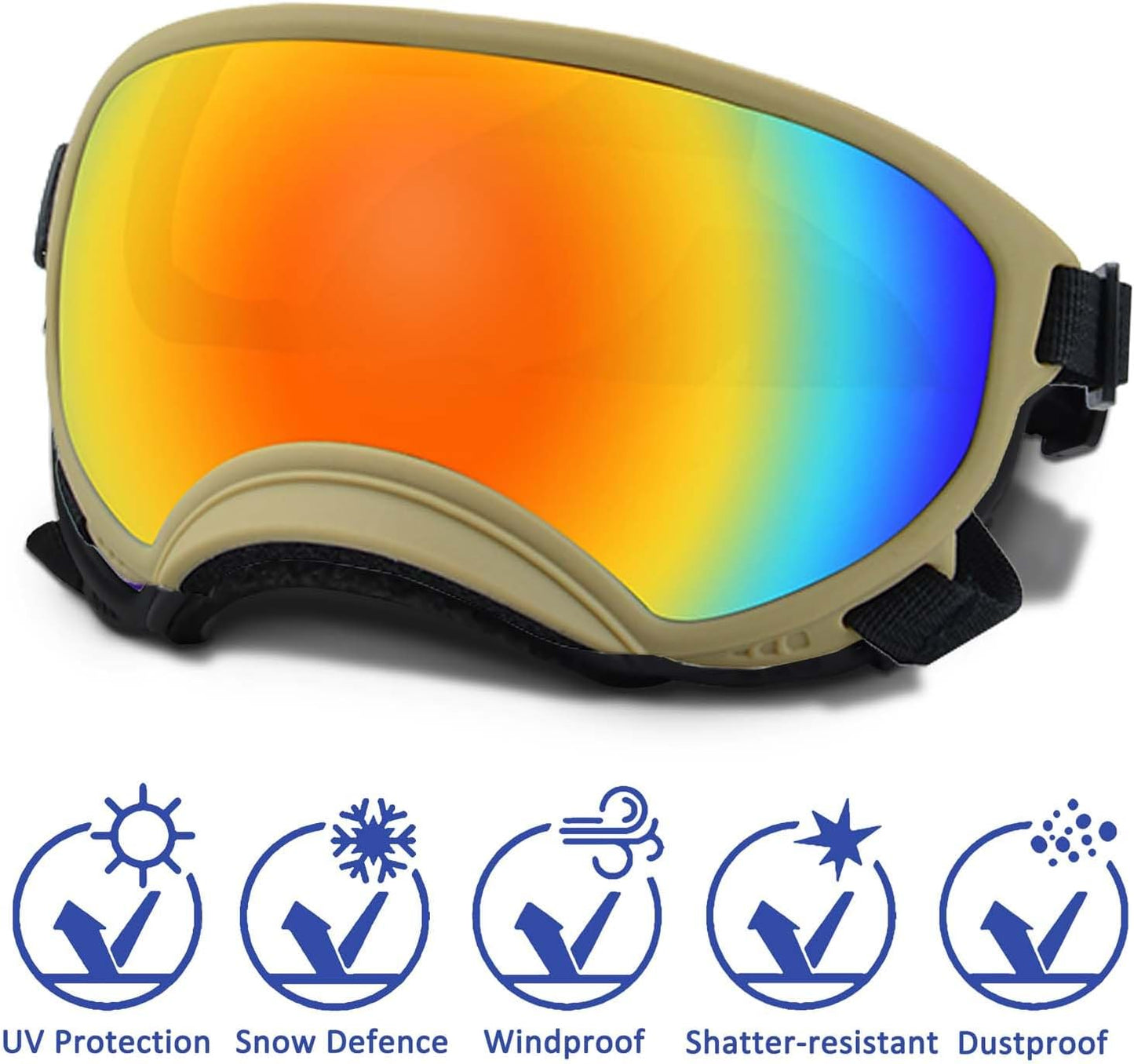 Medium Dog Sunglasses with Adjustable Strap UV Protection, Winproof Dog Puppy Sunglasses, Suitable for Medium Dog Pet Glasses, Dogs Eyes Protection,Soft Dog Goggles