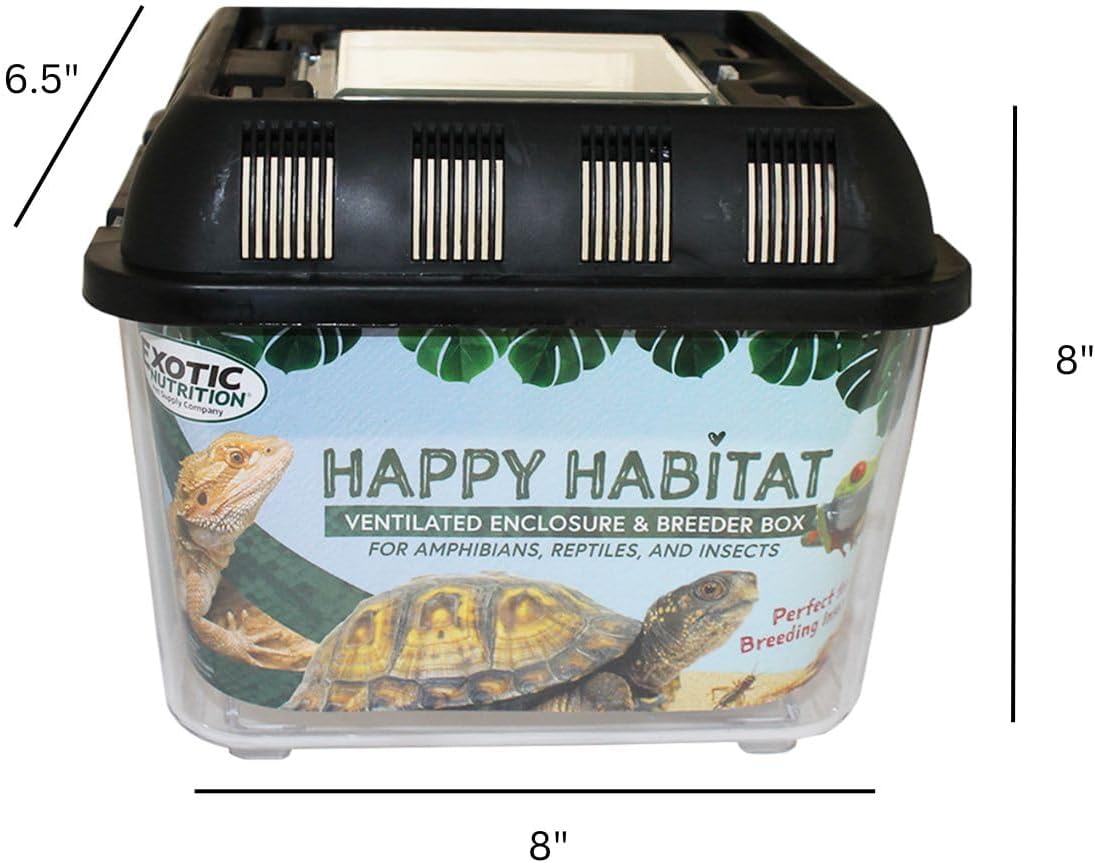 Happy Habitat (Standard) - Ventilated Enclosure & Breeder Box - for Live Feeder Insects, Reptiles, Amphibians & Other Small Pets - Durable Plastic Portable Terrarium