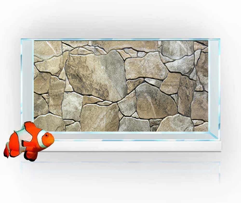 36X20IN Marble Aquarium Background, Art Marble Aquarium Background, Natural Marble Glass Terrarium Background with 8 EVA Double-Sided Tape