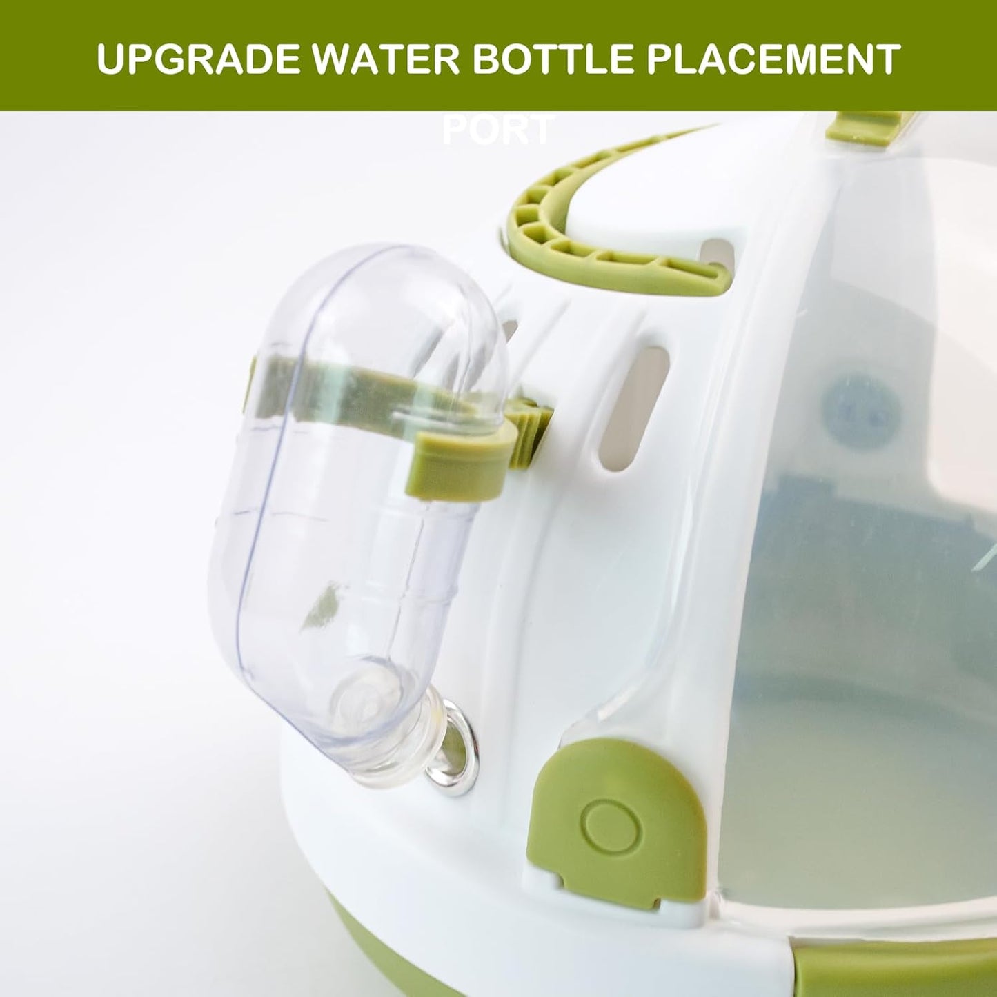 Hamster Carrier Cage with Water Bottle,Portable Dwarf Hamster Travel Carrier Plastic Guinea Pig Carrier Small Animal Breathable Outdoor Cage for Hamsters Chinchillas Hedgehog (Green)