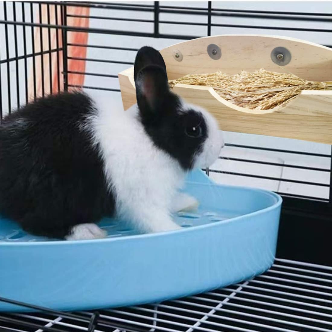 Hamiledyi Rabbit Hay Feeder, Bunny Hay Feeder Rack,Bunny Food Manger Wooden Hay Manger Rack Rabbit Hay Holder Feeders Grass Holder for Guinea Pig Chinchilla Hamster