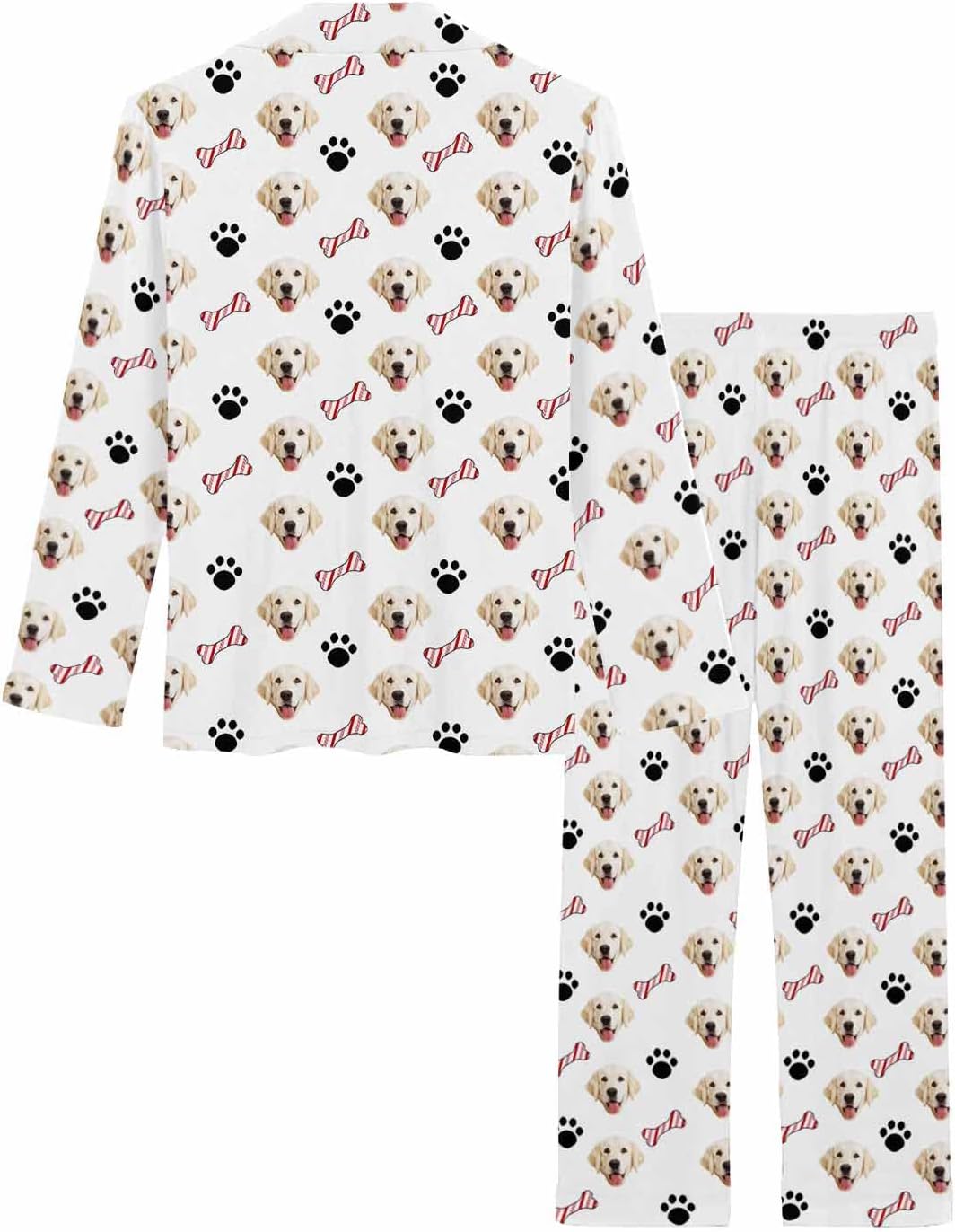 MyPupSocks Custom Face Pajamas for Women Set, Personalized Photo Long Sleepwear XS-XXL