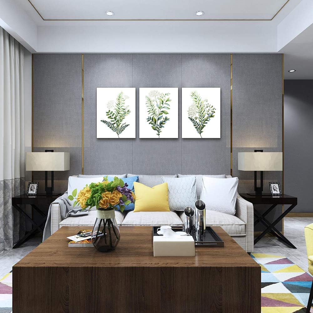 Canvas Wall Art For Living Room Large Size Wall Decorations For Kitchen Office Wall Decor Framed Canvas Print Poster Wall Painting Bedroom Green Leaves Wall Pictures Home Decor 20"X 28" 3 Piece