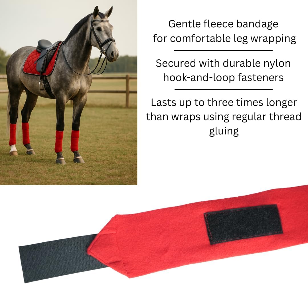 Horse Leg Bandage/Horse Leg wrap (Set of 4) Red, Blue, Navy Blue, and Black (RED)