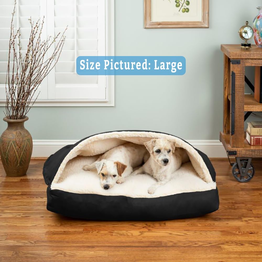 Snoozer Pet Products Luxury Rectangle Cozy Cave Dog Bed with Microsuede, Extra Large, Black