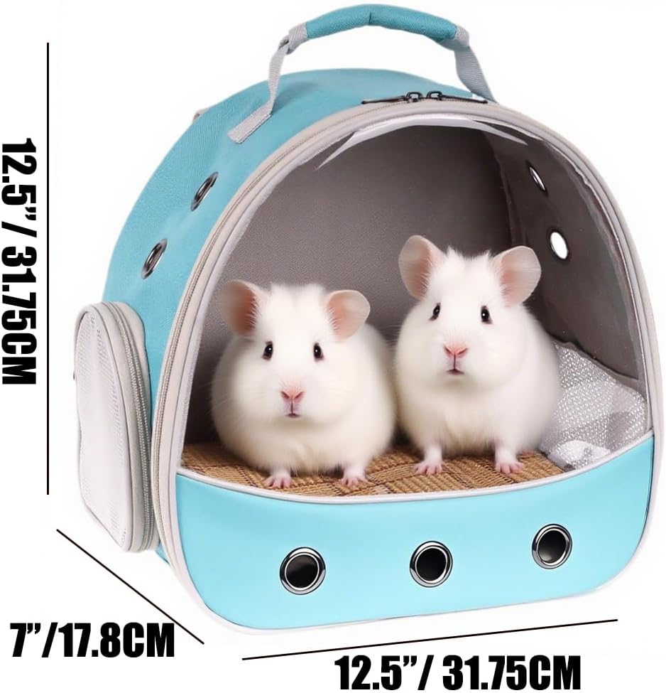 Small Animal Travel Carrier Backpack to Carry and Transport Guinea Pig Birds Bearded Dragon, Clear Front Window, Portable Bag to Transport Hamster Hedgehog