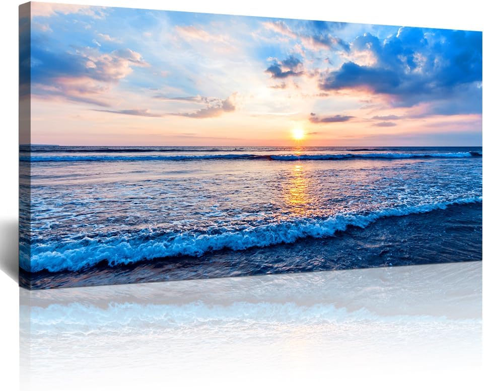 Lapremoly Blue Ocean Wall Painting Canvas Art For Living Room, Office, Bedroom - Large Wall Decor - Ready To Hang