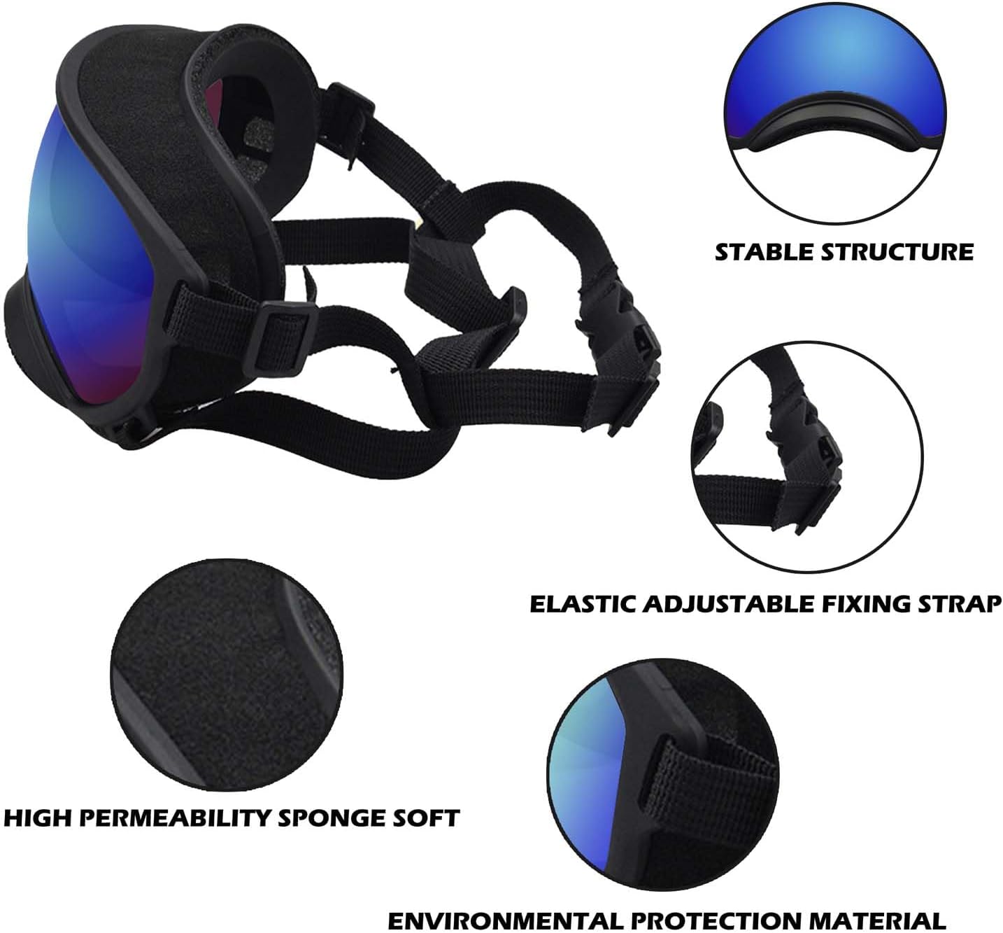 Medium Dog Sunglasses with Adjustable Strap UV Protection, Winproof Dog Puppy Sunglasses, Suitable for Medium Dog Pet Glasses, Dogs Eyes Protection,Soft Dog Goggles