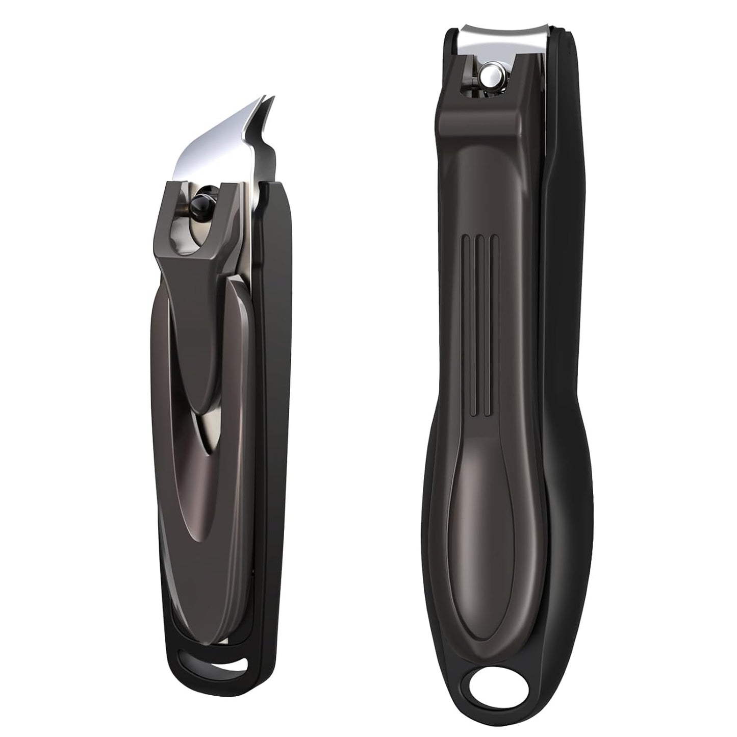 GLAMFIELDS Nail Clipper with Catcher, Large Fingernail Toenail Clipper,Slanted Edge Nail Clippers Leather Case Packed Good Gift for Men and Women 2PACK Large/Small