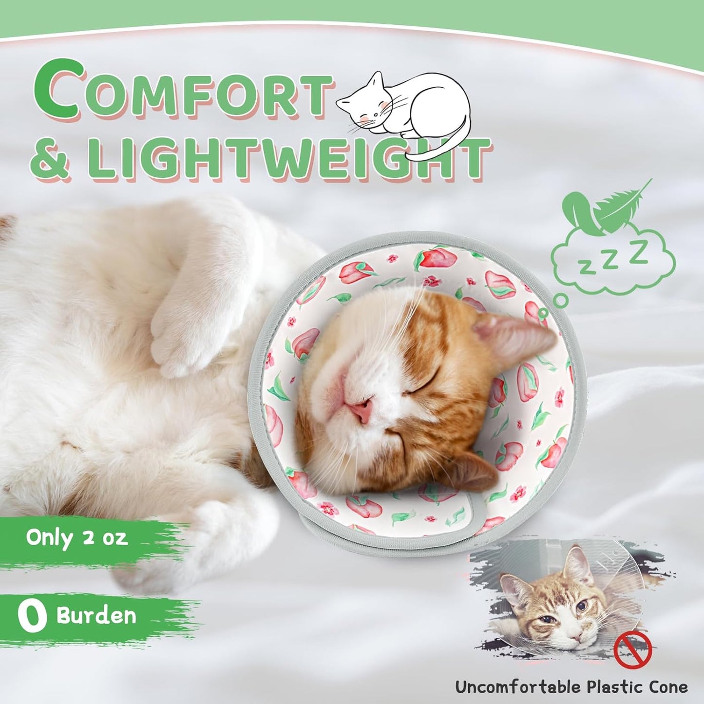 Cat Cone Collar Soft to Stop Licking, Adjustable, Foldable Lightweight Kitten Cones After Surgery Recovery for Cats & Kittens, Cat Cone Alternative (PinkWhite, S)