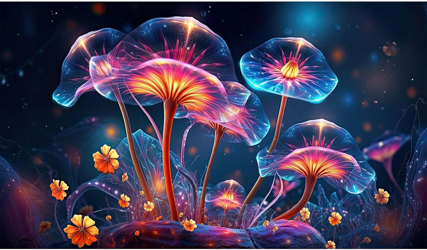 Flower Aquarium Background Modern Style Bluebell Blooming Flower Floral Design Terrarium Background Mysterious Elegant Glowing Fantasy Flower Fish Tank Backdrop Poster Decorations Vinyl 30x18in