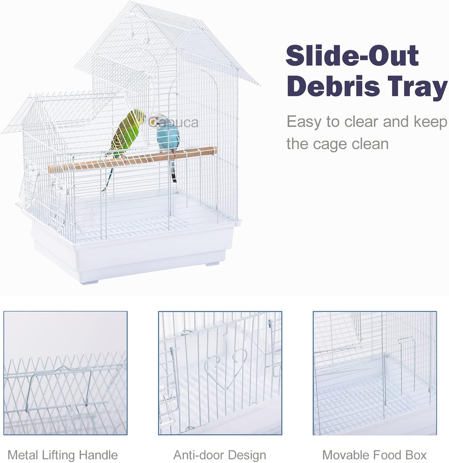 Small Bird Travel Cage - The Lightweight Small Birds Starter Kit with Birdcages and Accessories Great for Parakeets Lovebirds Parrotlets Finches Canaries