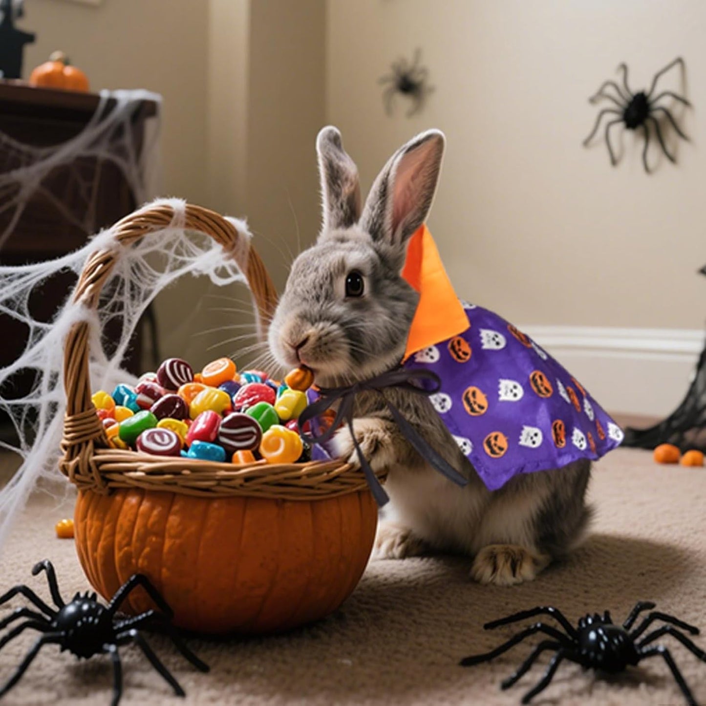 Enjoying Cat Halloween Costume, Pet Vampire Costume for Small Dogs Cats Rabbits, Kitty Pumpkin Cloak Outfit Party Halloween Cosplay