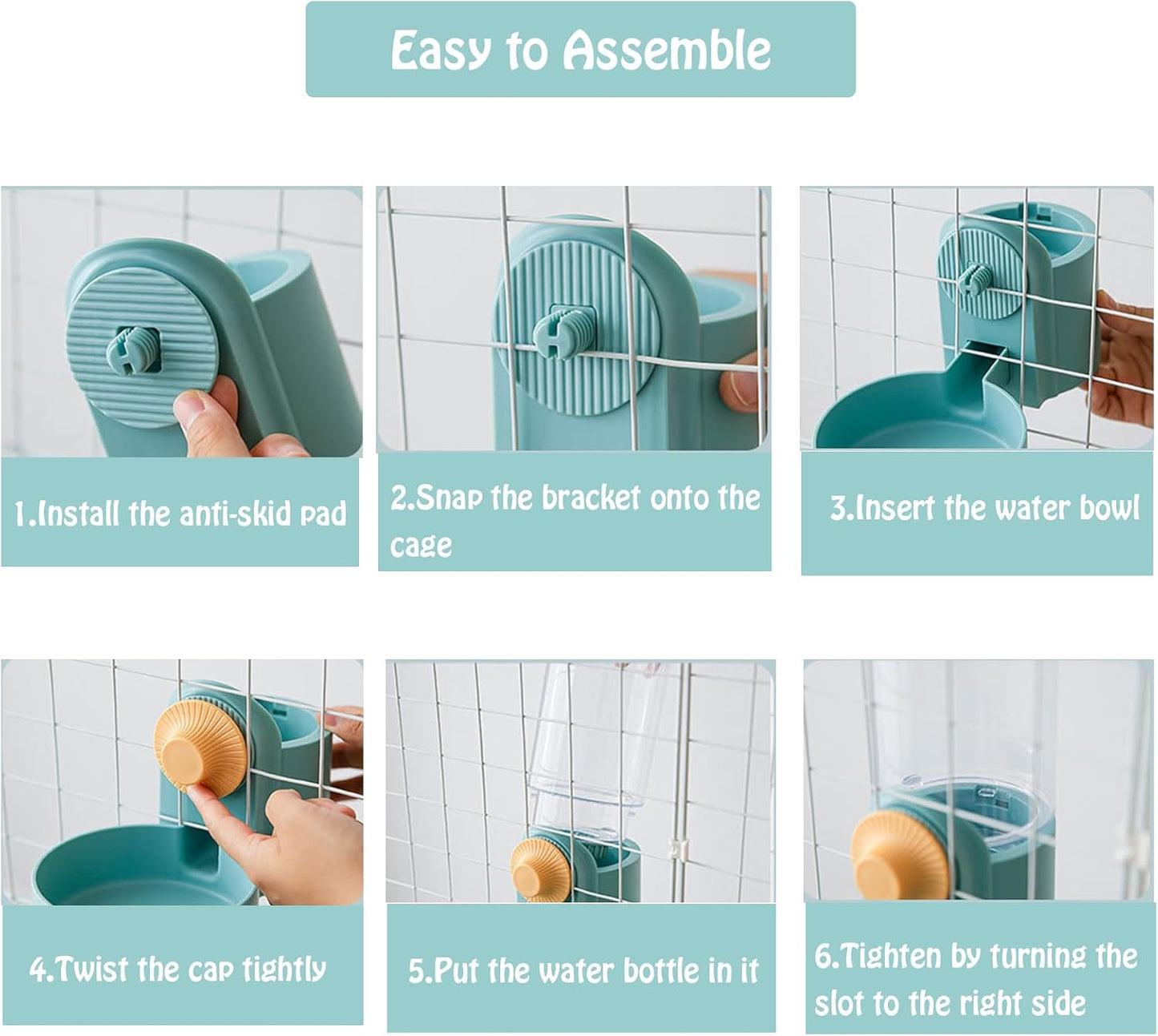 Hanging Automatic Rabbit Food Water Dispenser, Auto Dog Kennel Water Dispenser 35OZ Gravity Bunny Feeder, Dog Cage & Crate Water Dispenser for Rabbit Guinea Pig Hedgehog Ferret Kitty Puppy