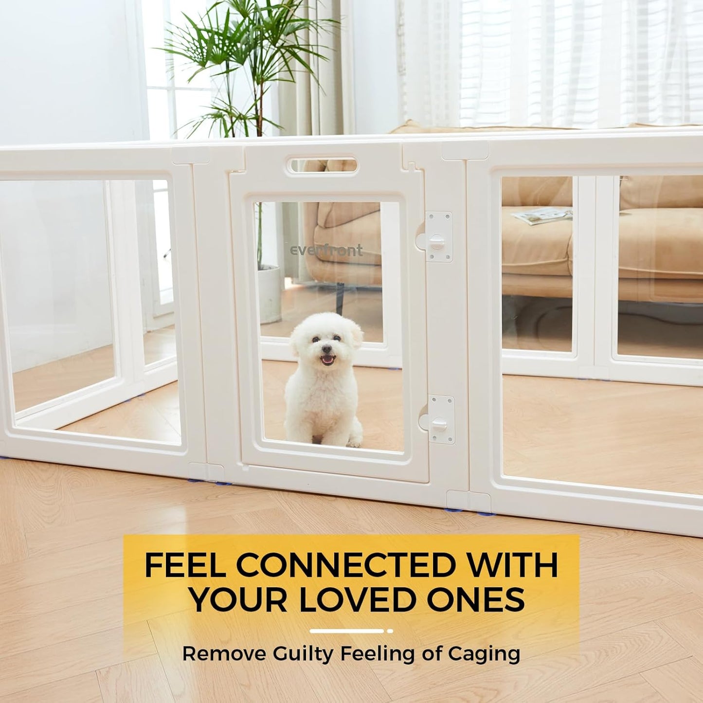 Clear Acrylic Plastic Dog Playpen - Clear Dog Play Pen - Easy Assemble Acrylic Dog Playpen - Puppy Playpen, Cat Playpen, Small Animal Playpen, Dog Play Pen Indoors (White, 30.3" H, 10PCS)