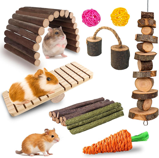 Grddaef Hamster Toys, Guinea Pig Chew Toys Small Animal Enrichment Toys Cage Accessories for Chinchilla Gerbils Rats Bunny Mouse