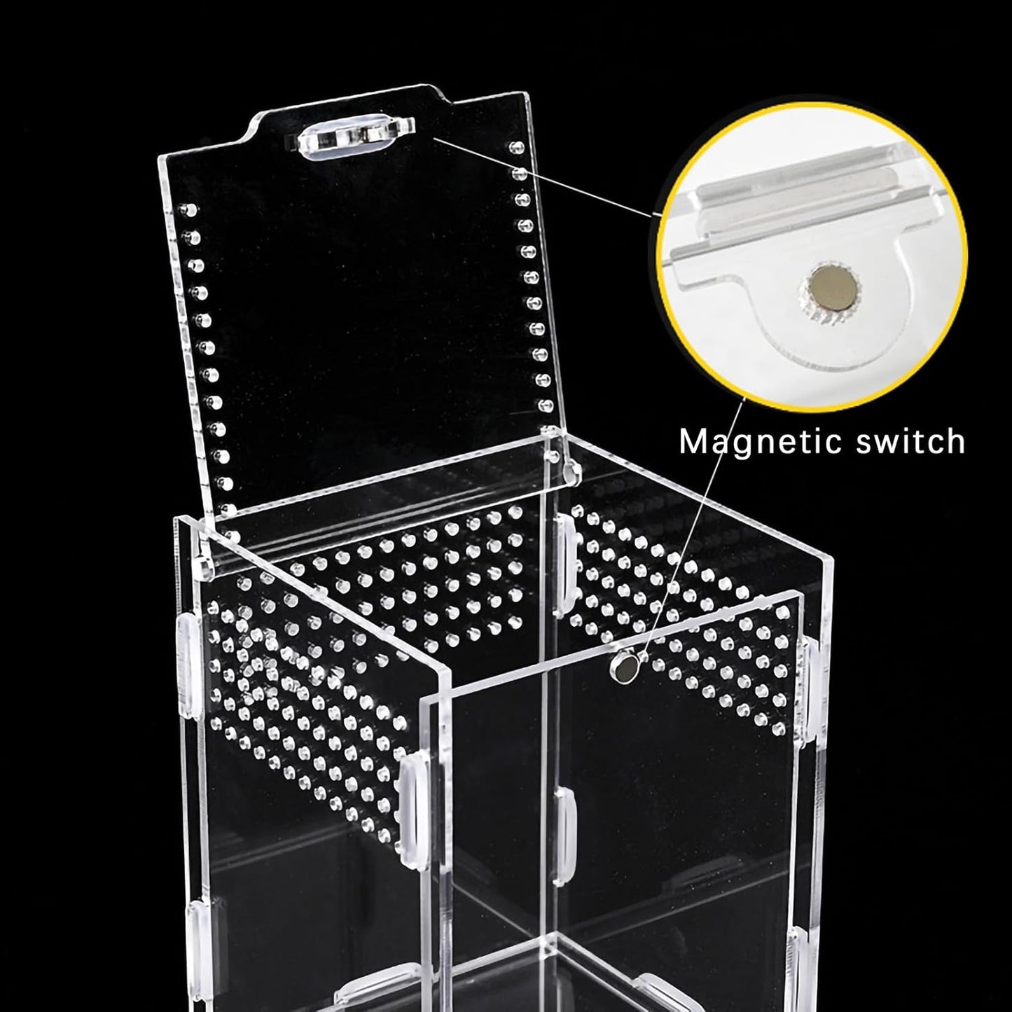 Micro Habitat Terrarium Kit (4pc Set) - Acrylic Reptile & Spider Enclosure (4.7 * 4.7 * 8 Inches)