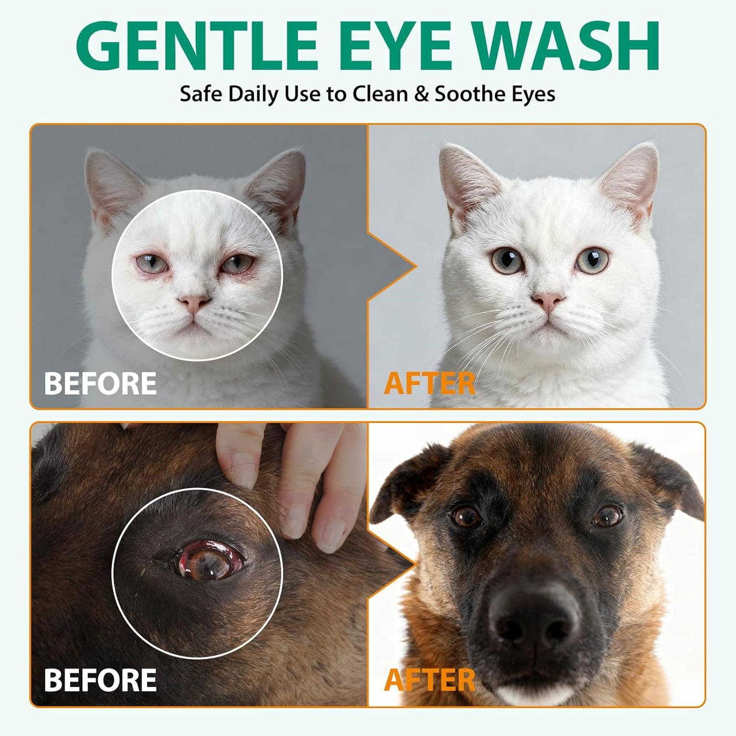 Pet Eye Drops for Dogs & Cats - Gentle Cat Eye Drops for Itchy, Watery Eyes - Safe Eye Wash Solution for Puppies & Kittens - 3.38 oz