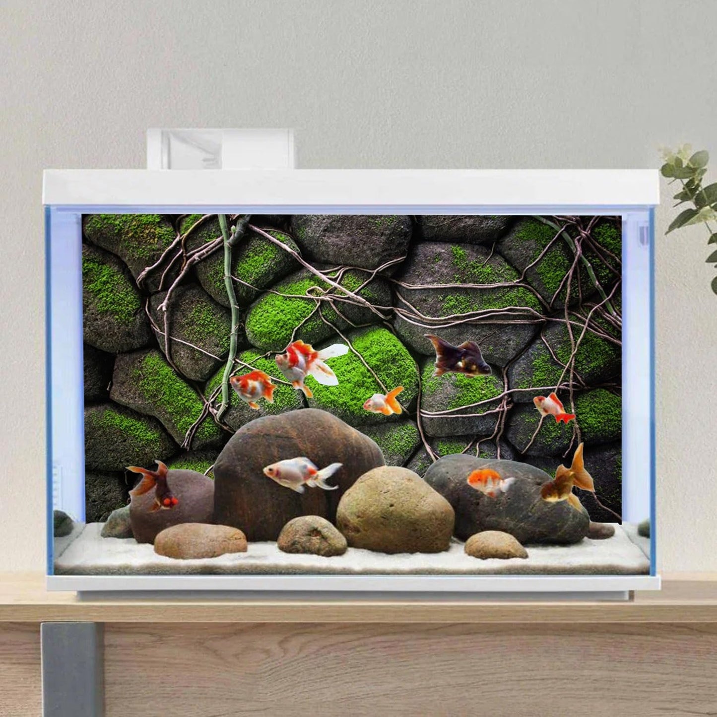 AWERT 24x12 inches Stone Aquarium Background Rock Fish Tank Background Rocky Terrarium Background Vinyl
