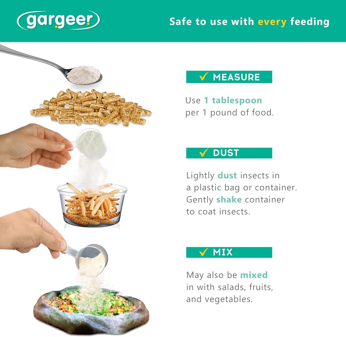 4oz All Reptile Calcium with Vitamin D3, Phosphorus-Free, Ultrafine Powder. Pure dust, Real Fruits Blend Flavored Ready to Use Supplement, for Lizards & Amphibians. Made in The USA. Enjoy !