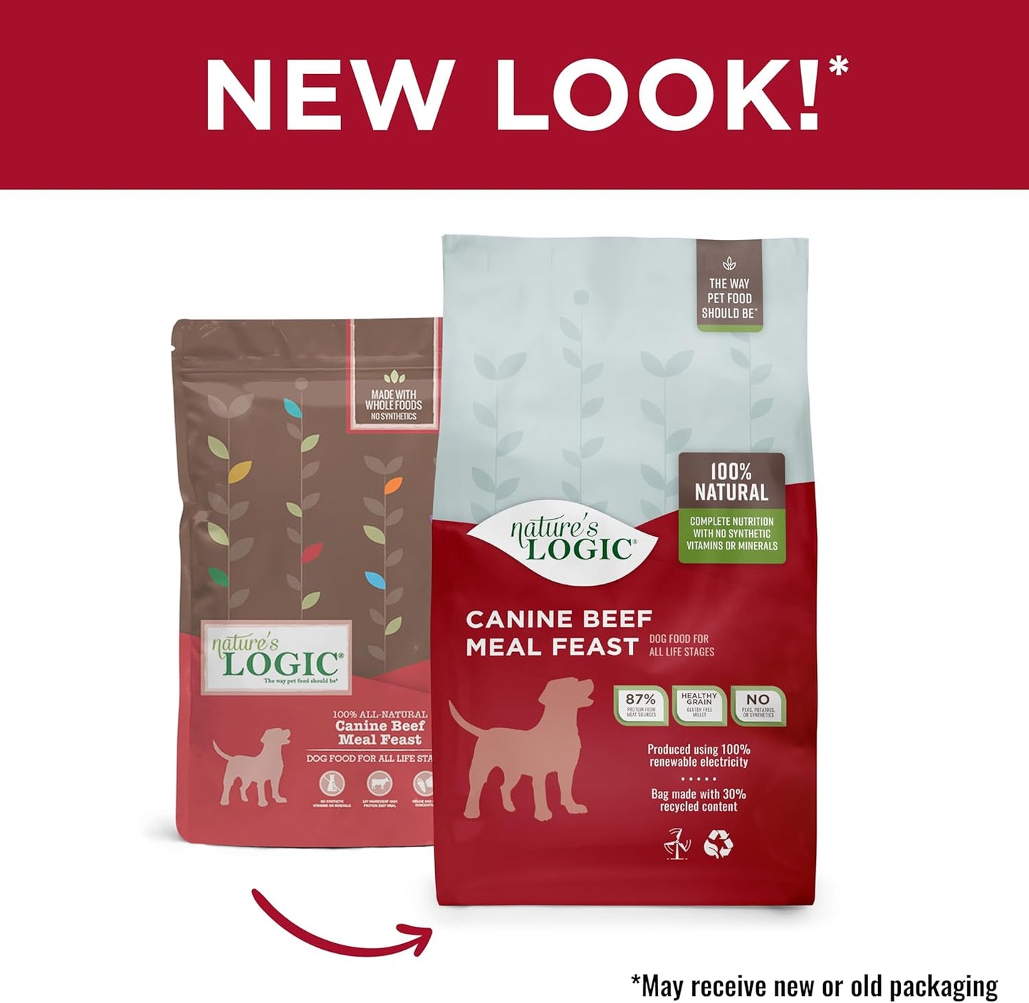 NATURE'S LOGIC Dry Dog Food - 100% Natural - No Synthetics - for All Ages, Sizes, Breeds - Free from Common Allergens, High Protein - Beef Meal Feast, 25lbs