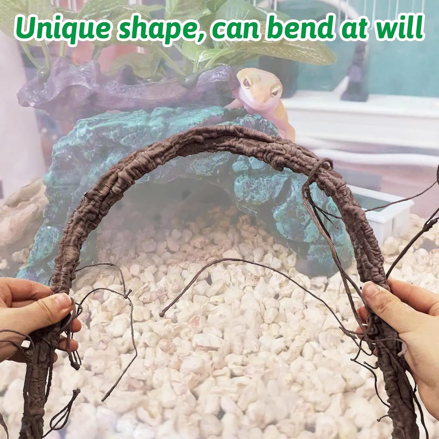 VCEPJH Large Reptile Vines Thick Terrarium Plants 118 Inches Long Flexible Climbing Branch Snake Tank Accessories Greenery Habitat Decor for Bearded Dragon Chameleon Gecko Frog Lizard (L)