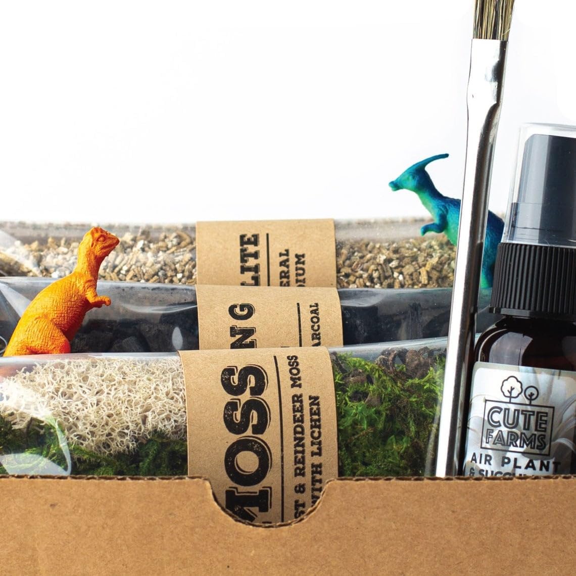 Cute Farms Glass Terrarium Kit | Just Add Your Own Plants (Metal Hanger with Glass)