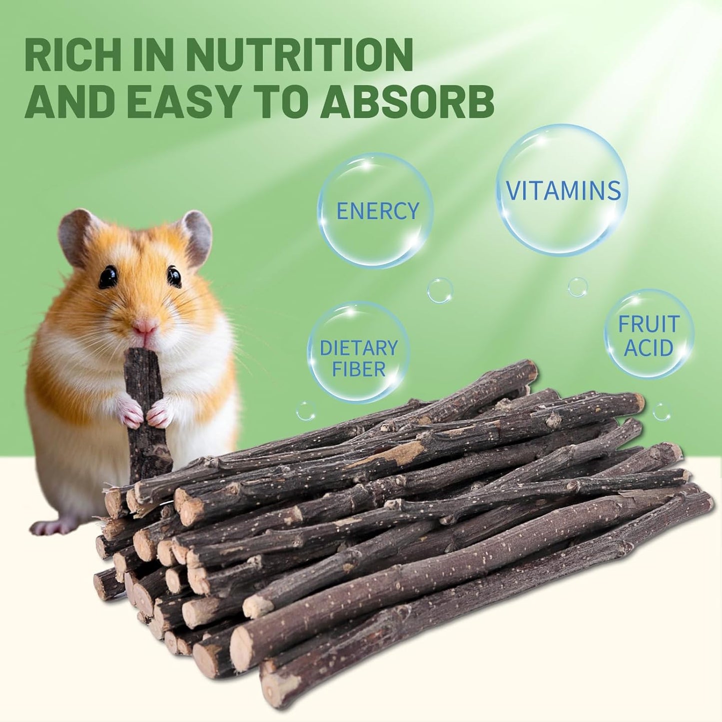Natural Apple Wood Chew Sticks 300g (10.5oz) for Rabbits, Hamsters, Chinchillas, Guinea Pigs - Small Animal Dental Toys, Safe Untreated Teeth Grinding & Boredom Relief, Rodent Molar Health (120g)
