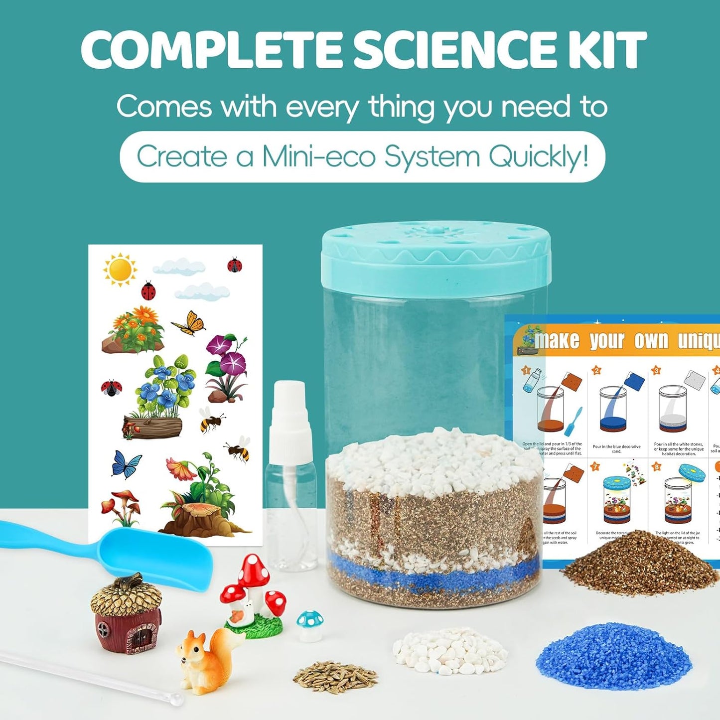 Light Up Terrarium Kit for Kids,Squirrel Gardening Kit for Boys and Girls,Creative Educational Gardening Toy,Arts and Crafts Activity Kits,Birthday Gifts for Ages 4 5 6 7 8-12