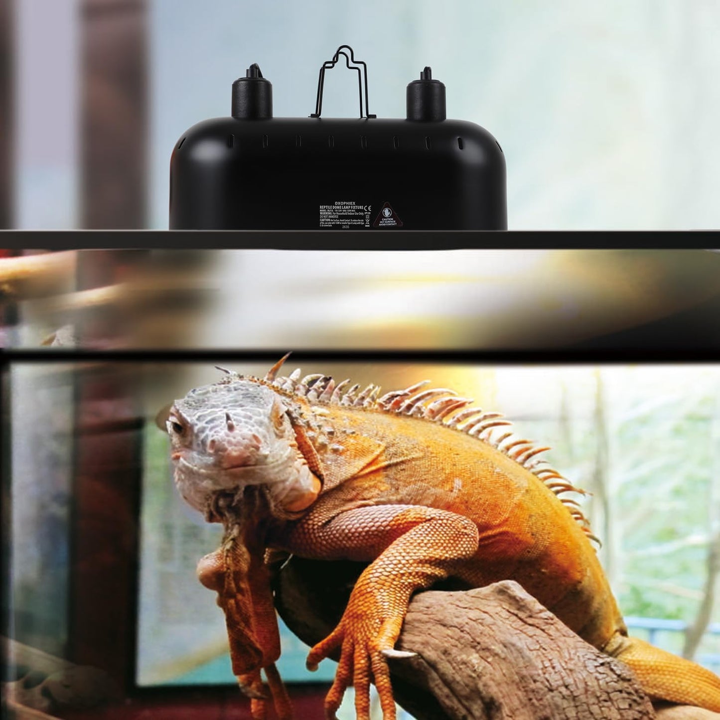 15inch Dual Reptile Light Fixture, Max 150W Dual Reptile Heat Lamp Fixture with 100W Basking Spot Lamp Bulb and 26W UVB Heat Bulb for Bearded Dragon Terrarium and Tortoise Habitat